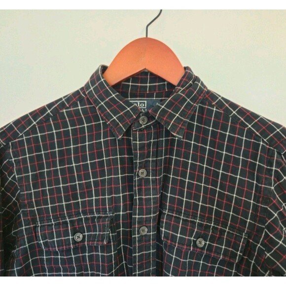 VTG Polo Ralph Lauren Shirt Mens S Button Up Red Black Checkered Business Casual - Picture 2 of 7